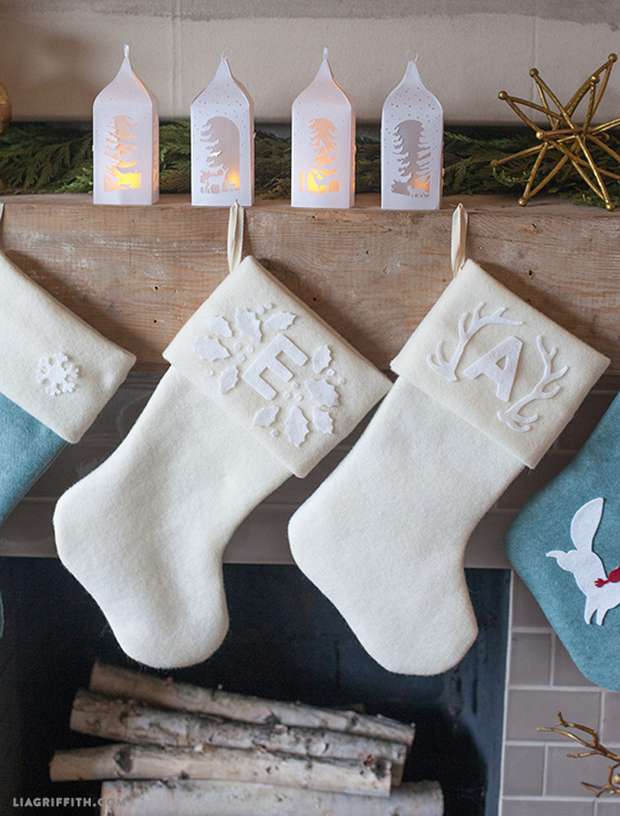 Monochromatic white felt monogram Christmas stocking tutorial