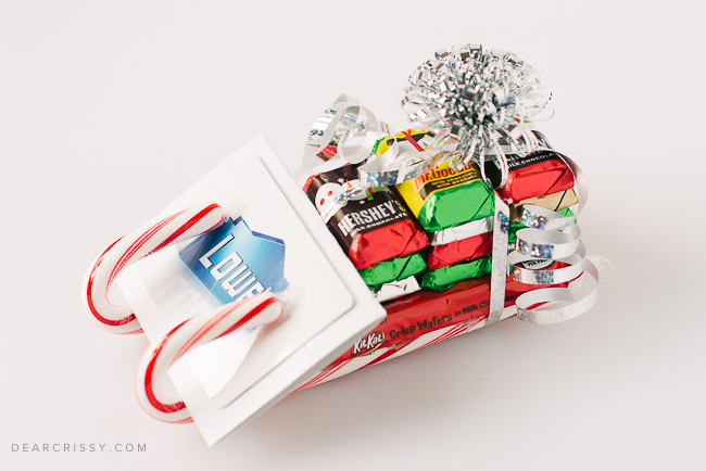 Candy sled gift card holder for Christmas