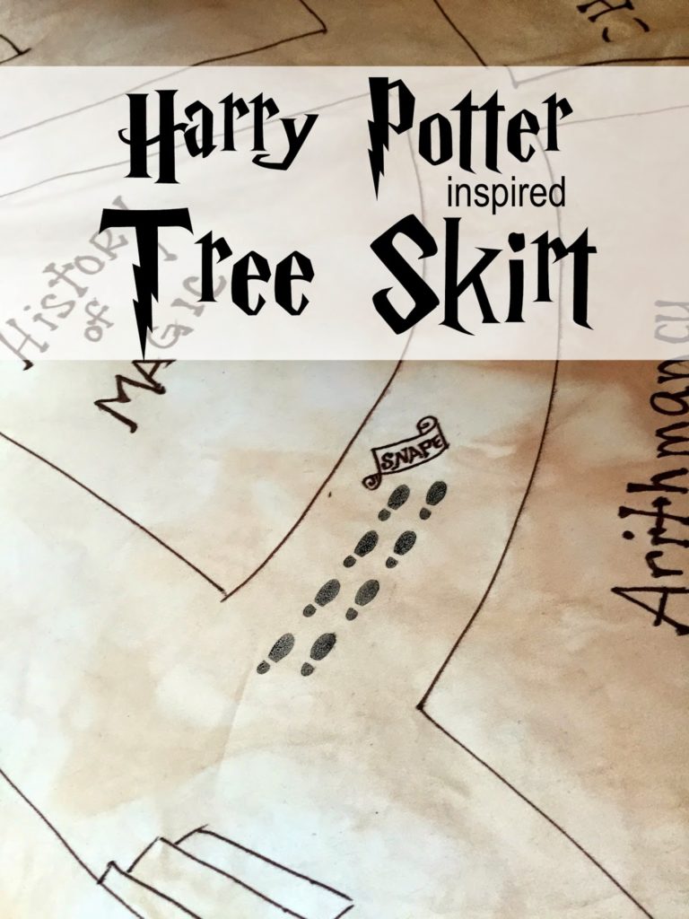 Harry Potter Marauder's Map Christmas tree skirt tutorial