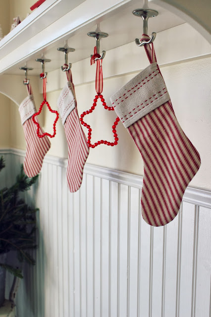 Ticking stripe fabric Christmas stocking tutorial