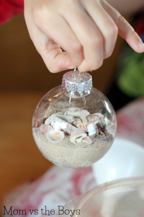 beach memory sand and shells Christmas ornament