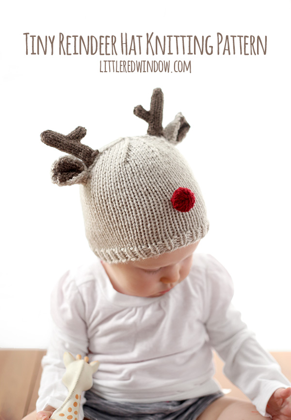 knit reindeer hat tutorial and pattern