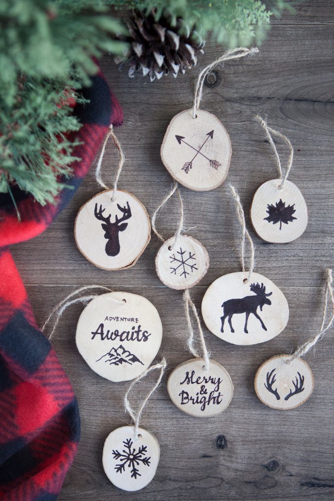 Faux wood burned Christmas ornament tutorial