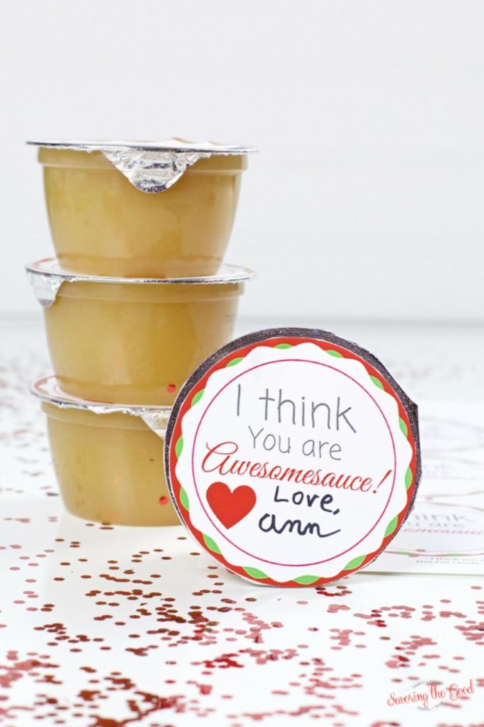 free printable valentine's day topper for applesauce containers