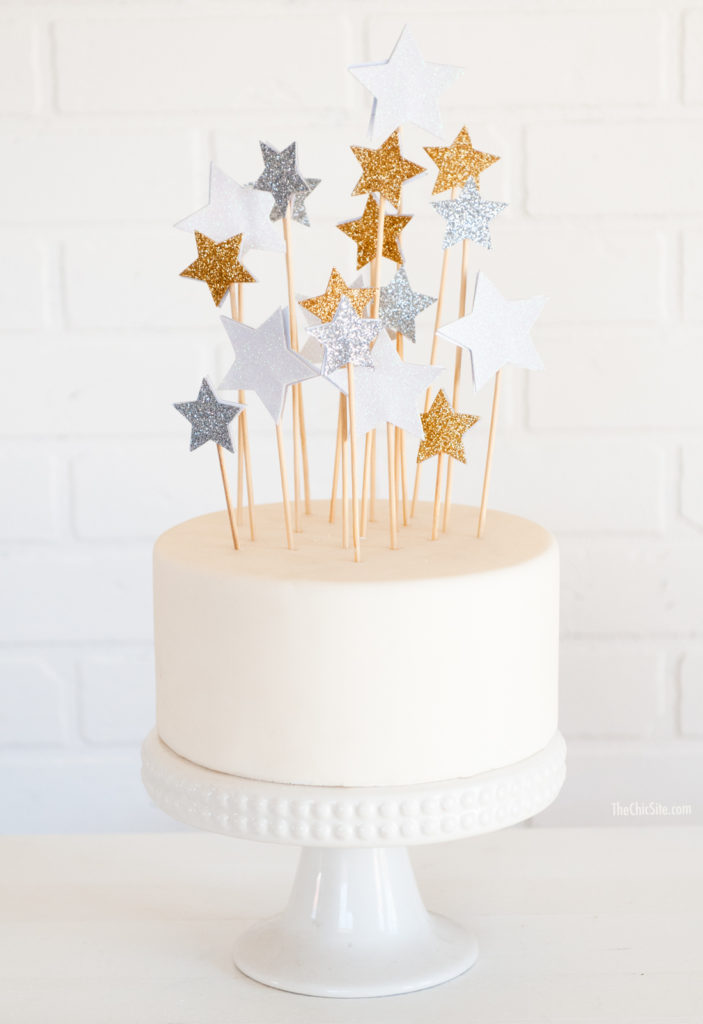 easy sparkling paper star cake topper decorations