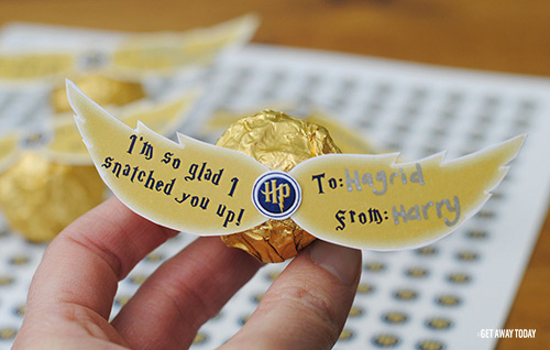 Harry potter golden snitch valentine with free printable wings