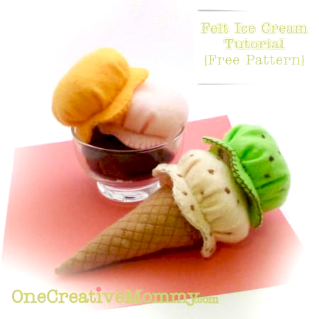 felt ice cream cone play set pattern and tutorial