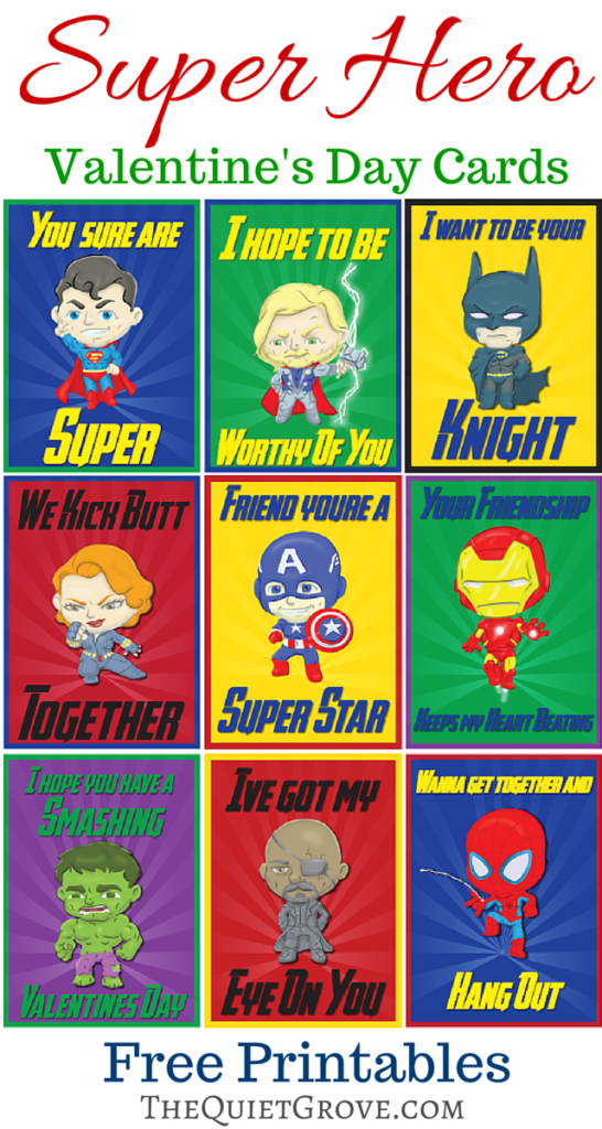Free superhero printable valentines