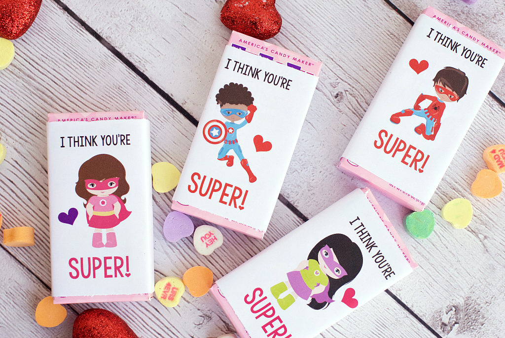 Superhero girl valentine's day juice box printable covers