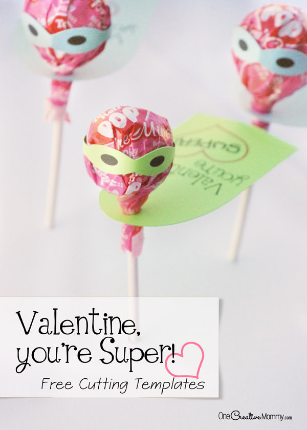 superhero lollipop valentine tutorial with free SVG files