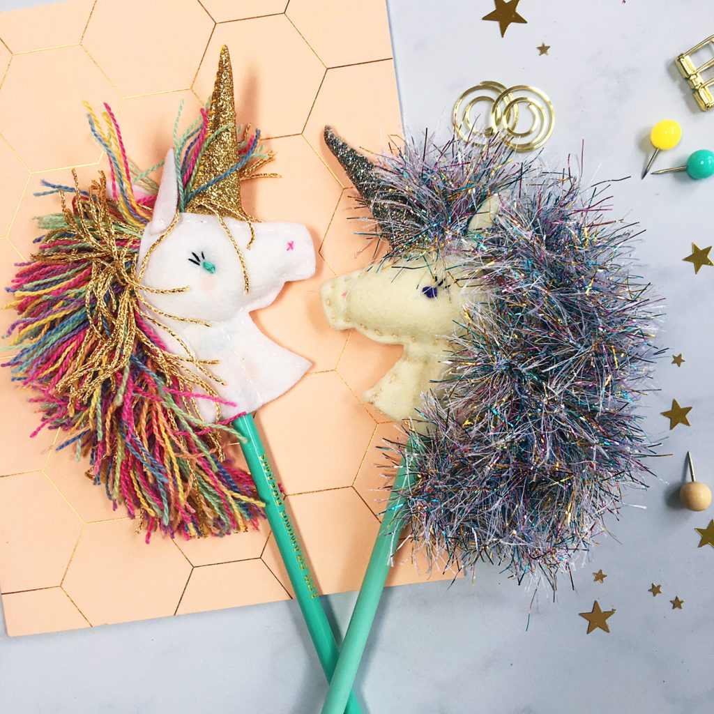 felt unicorn pencil topper tutorial