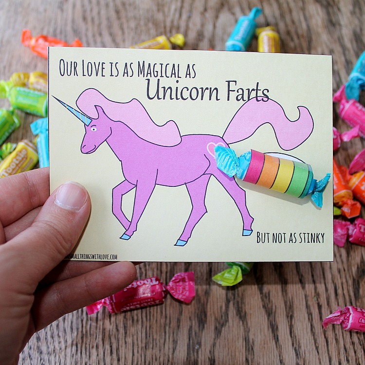 Unicorn fart free printable valentines