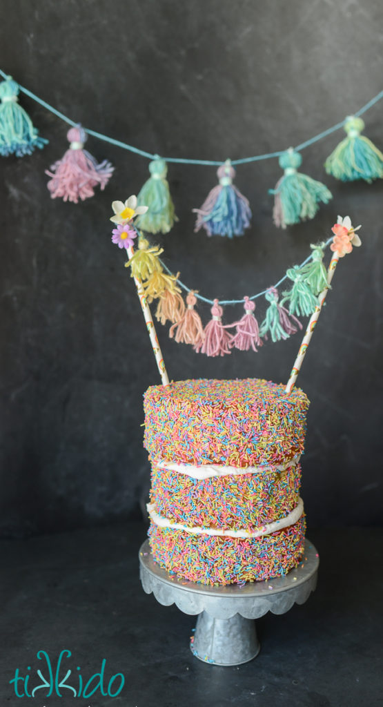 rainbow unicorn tassel cake bunting cake topper