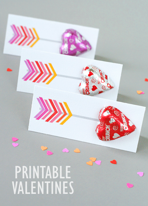 Printable chocolate arrow valentine