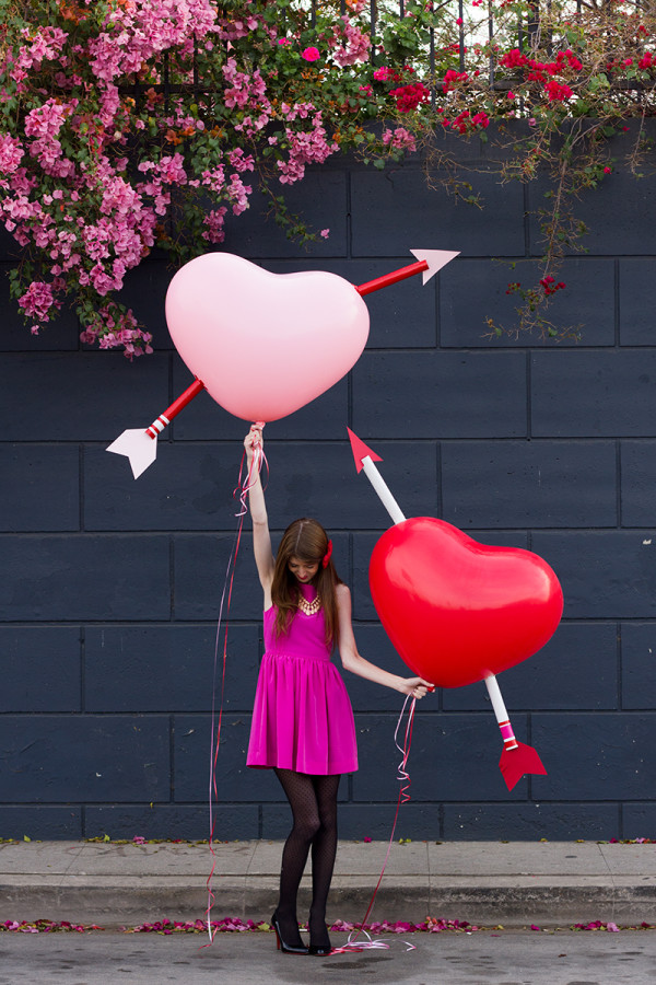 DIY giant cupid's heart balloons