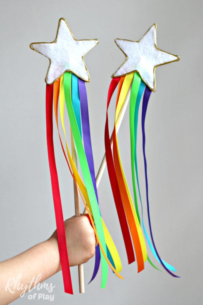 DIY rainbow ribbon and star wand tutorial