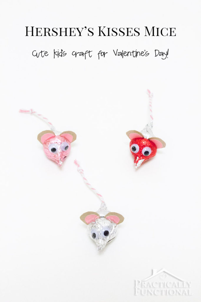DIY valentine's day chocolate hershey kisses mice tutorial