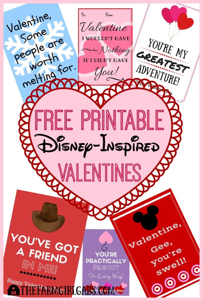 Free printable Disney inspired valentines