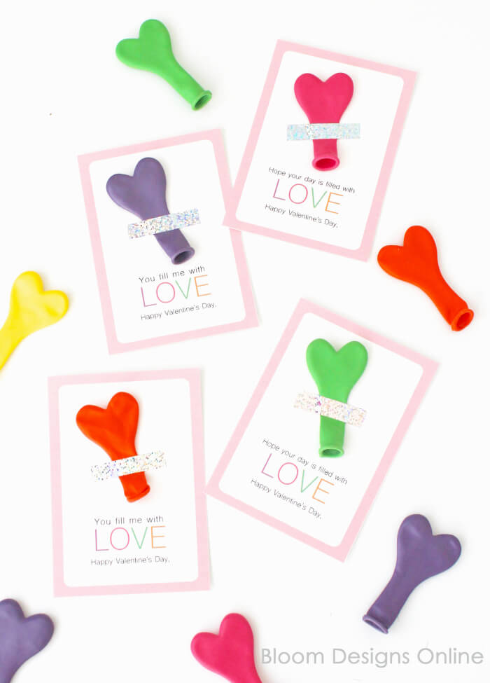 balloon non candy printable valentine's day cards