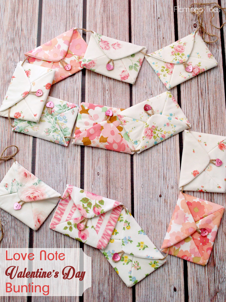 Love note sewn fabric Valentine's day garland