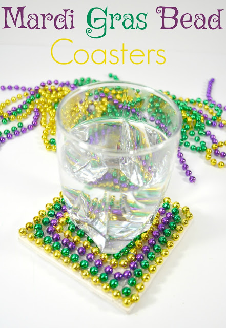 Mardi gras bead coaster tutorial