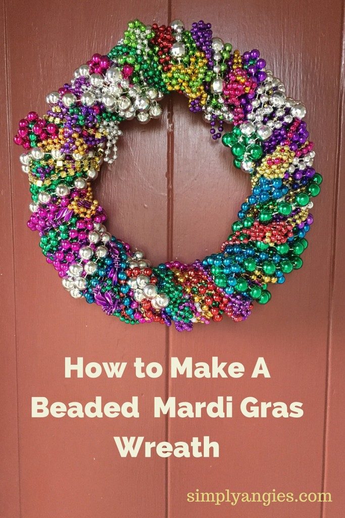 simple mardi gras beads wreath tutorial