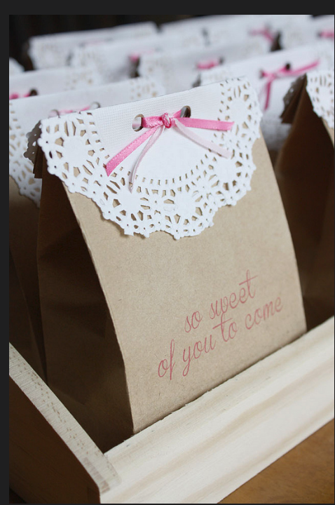 kraft paper and doily favor bag tutorial