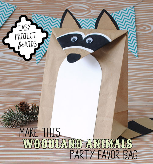 Adorable raccoon favor bag made from a plain craft bag