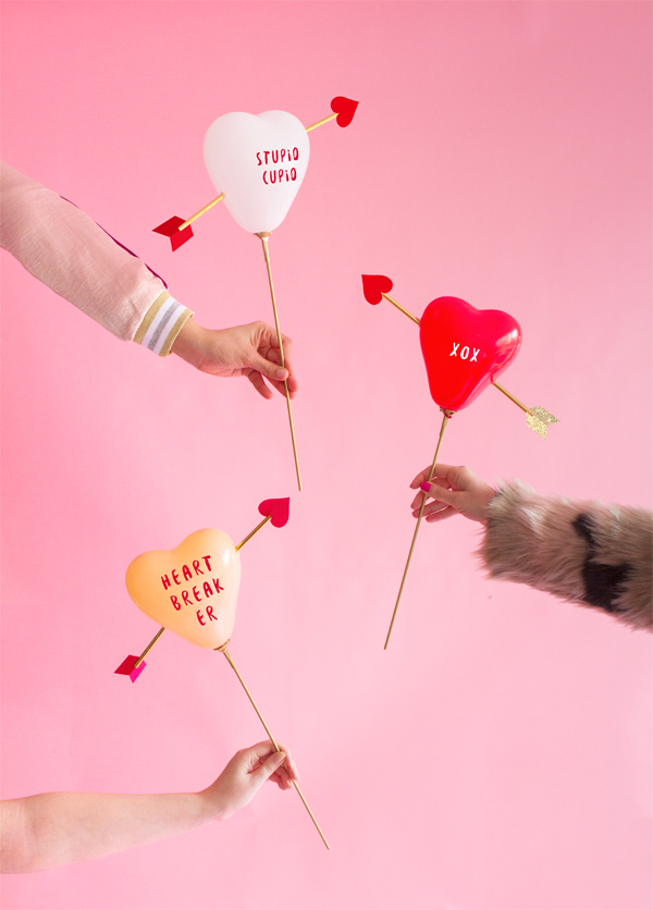 Cupid's heart valentine's balloon sticks