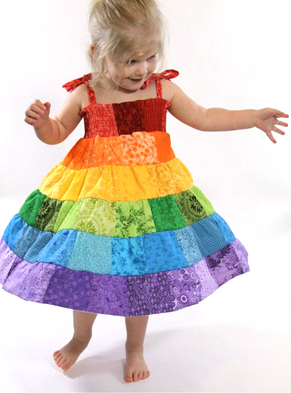 rainbow patchwork dress printable pattern and instructions