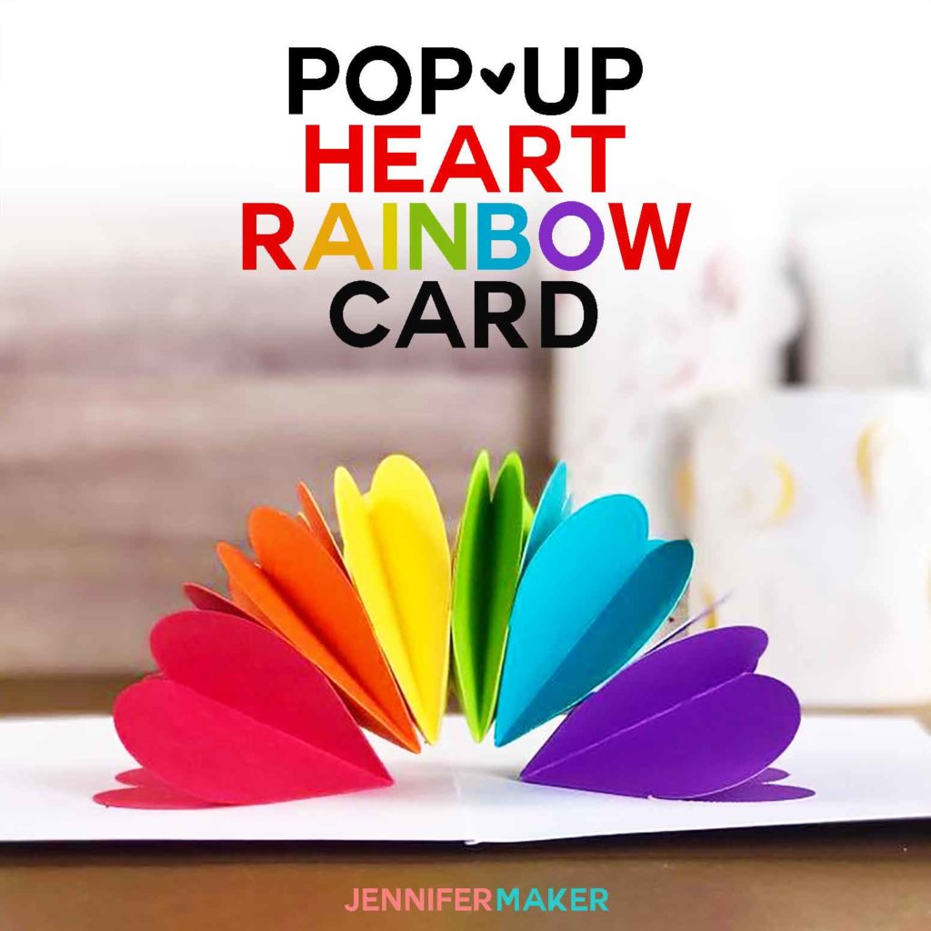 DIY pop up heart rainbow card tutorial