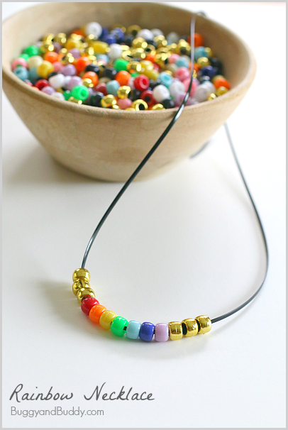 Easy rainbow necklace craft for kids