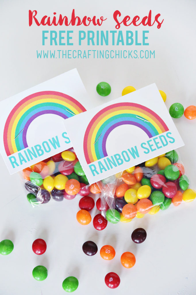 Rainbow seeds free printable favor topper