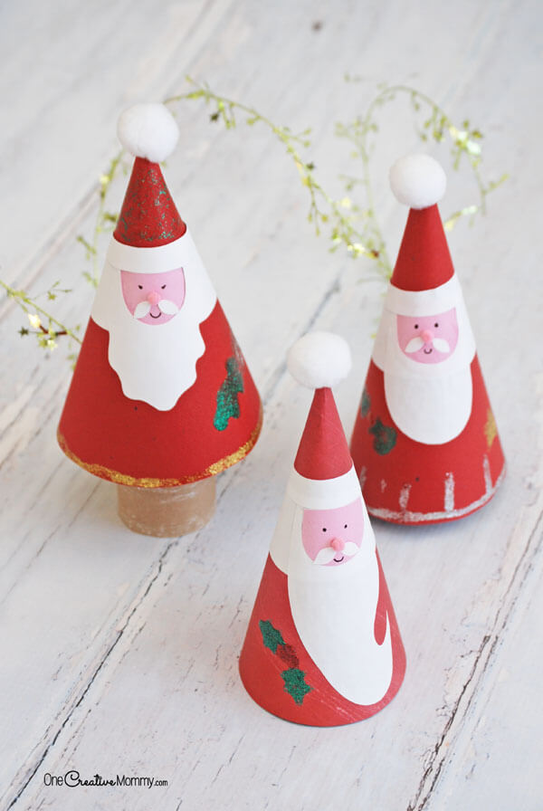 Paper cone Santa Claus Christmas decorations.